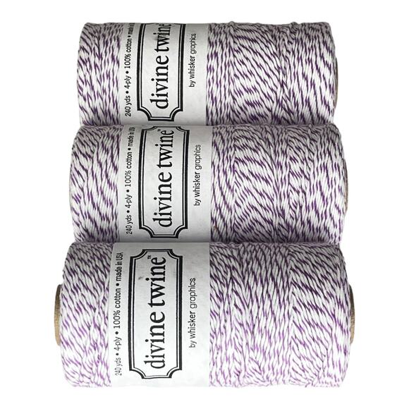 NEW Pack (3) Bakers Twine 100% Cotton 240 Yards, 4 PLY Purple White Stripe NWT - Picture 3 of 5